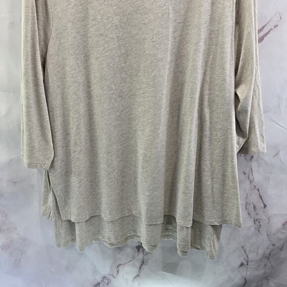 J Jill Shirt Womens 2X XXL Beige Long Sleeve Pure Boatneck Layered Tunic Flowy - Picture 7 of 10